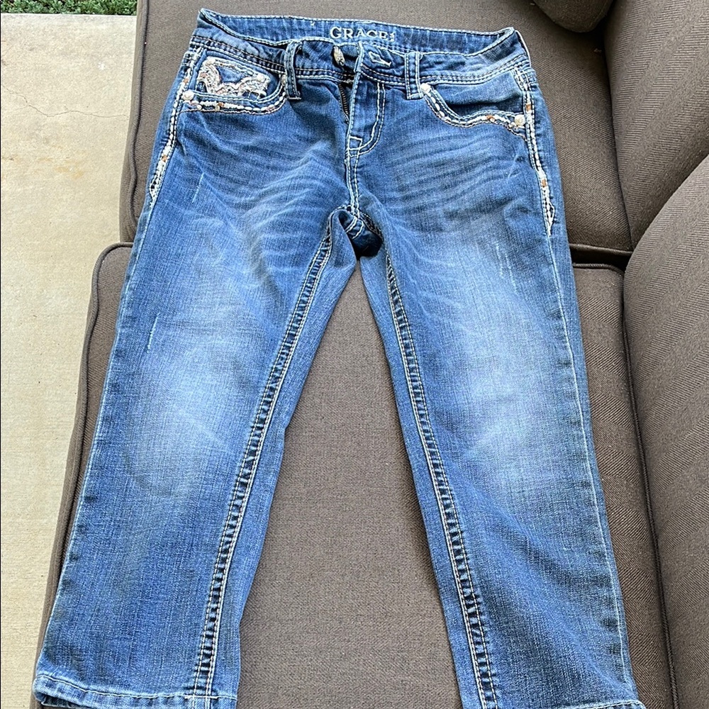 Grace in LA Blue Ankle Cropped Jeans